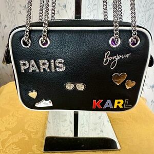 Karl Lagerfeld Black Leather Crossbody